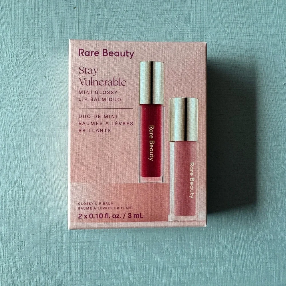 NWT Rare Beauty by Selena Gomez Stay Vulnerable Mini Glossy Lip Balm Duo
